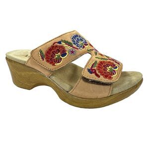 Alegria Sandals Womens 36 Linn Floral Embroidered Open Toe Slip On Boho